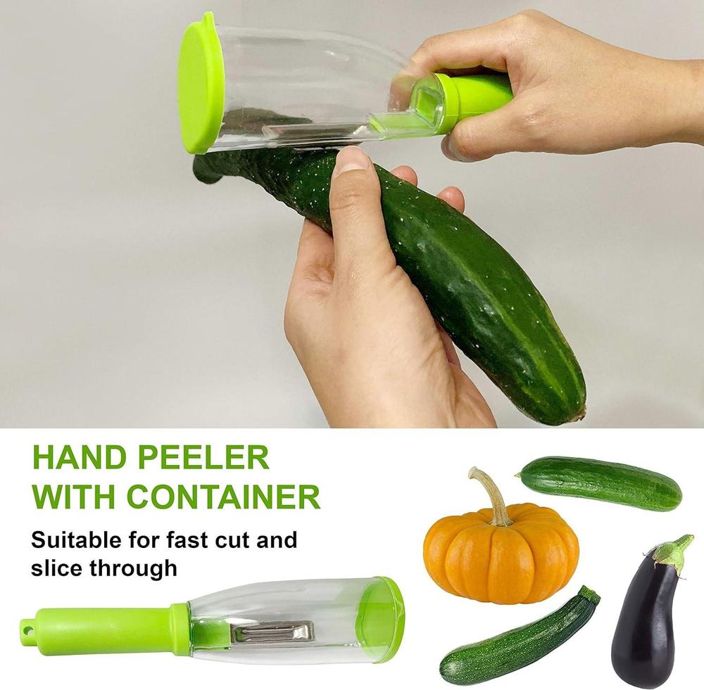 Green Stainless Steel Vegetable Peeler with Transparent Container