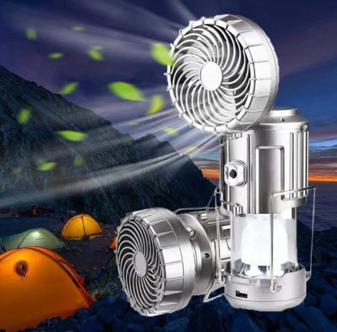 LED Solar Power Fan With Camping Light